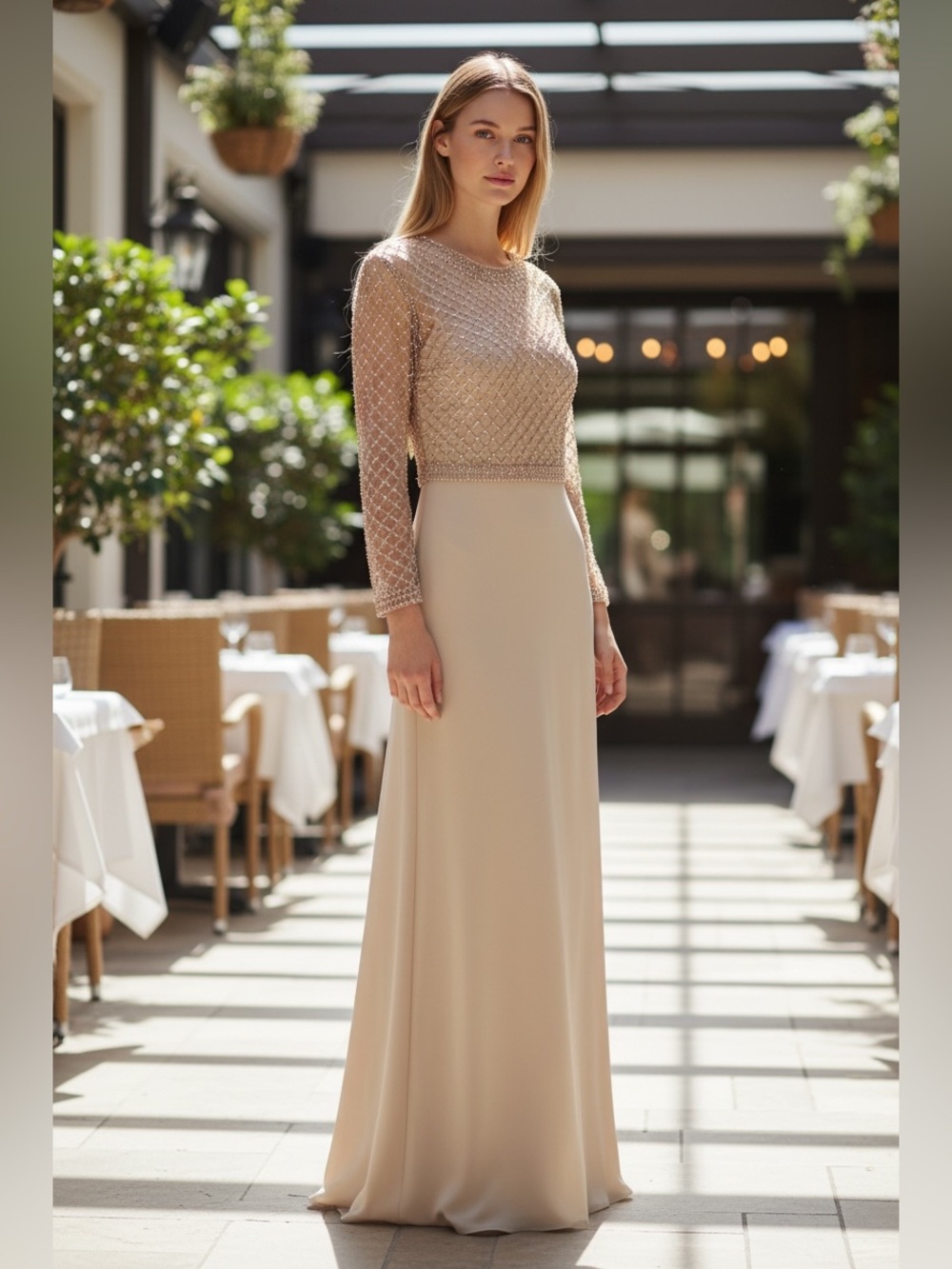 Sachin & Babi New Embellished Top Silk Column Gown Size 12